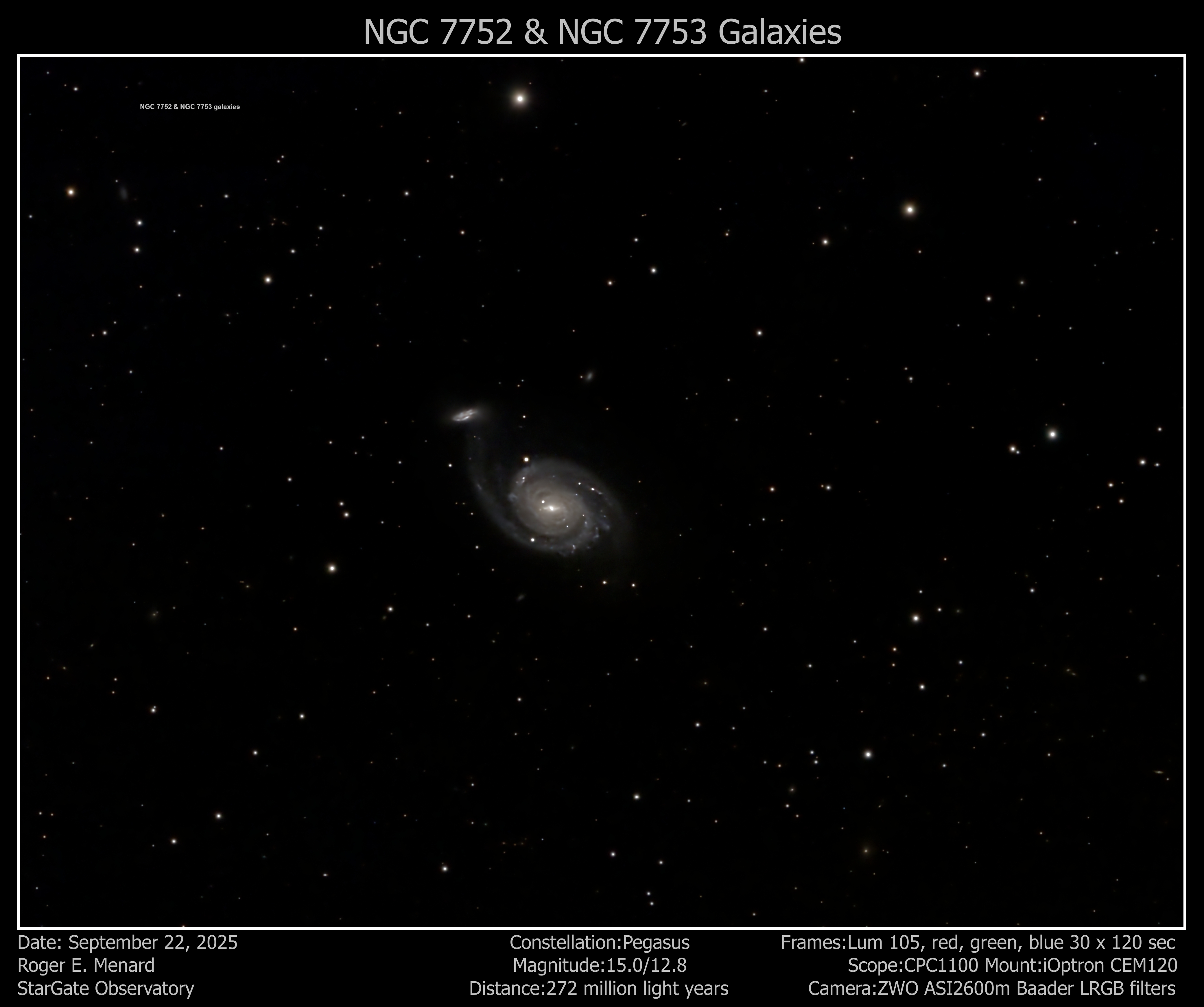 NGC 7752 & NGC 7753 Spiral Galaxy Description